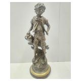 France Bronze Figure Boy w/ Jug  SIGNED