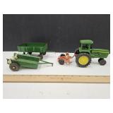 VTG John Deere Toy Tractor 5 " L , Trailers +
