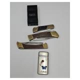 3 Pocket Knives & 2 Lighters