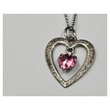 Sterling Silver w/Pink Stone Necklace