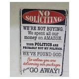 New No Soliciting Metal Sign 8" x 12"