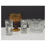 AMBER TIARA  Chipped , JFK Glasses  & CRYSTAL 8"W