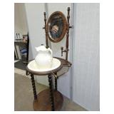 Water Pitcher & Bowl  with Stand & Mirror