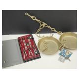 Lock & Key, Brass Tray, Drafting Tools