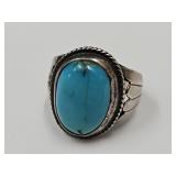Sterling Tested  Ring (unmarked)  Turquoise SZ 12
