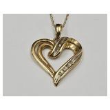 10K Gold & Diamond Heart  &  Damaged Chain 2.2gr