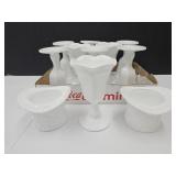 Milk GLass Vases/Glasses & Fenton Top Hats