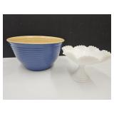 Westmoreland Compote, & 10" Pottery Bowl