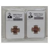 2 NEW 2025 Last Issue Penny Coins D& P