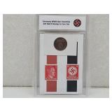 Germany WWII  N A Z I 3rd Reich Stamp & 2 Rei Coin
