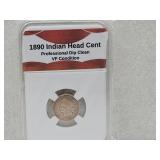 1890 Indian Head Cent Coin VF Condition