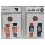 Germany WWII  N A Z I  3rd Reich Stamps & Coin Set