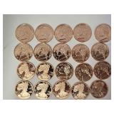 20 Ounces of Premium Copper Rounds 2 Designs