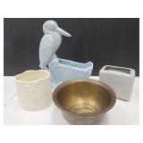 VTG. Haeger Pottery Planter,Brass Bowl,Christmas+