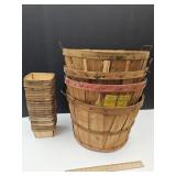 4 VTG Bushel Baskets & 23 VTG Strawberry Qt.Basket