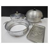 VTG Hammered Aluminium & W.Bend Bun Warmer