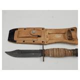 Leather Handled Fixed Blade w/Sheath