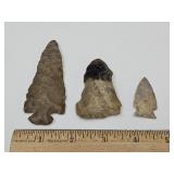 3 Arrowheads Indian Artifacts See Sizes