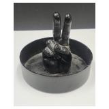 Metal Art Peace Sign  8"W Dish