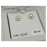 10K Gold  Backs & Stem Pearl Earrings