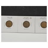 1929 Wheat Pennies All 3 Mint Marks VGC