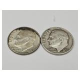 2 Silver Roosevelt DImes SEE DATES