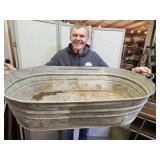 Large Galvanized  Oval Wash Tub 42.5" L