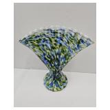 Fenton Murrhina Art Glass Fan Vase 7.5" high