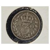 1902  3 Pence Silver? Coin