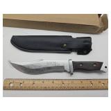 New 11" Wood Handle Knife w Sheath