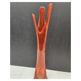 MCM Viking 3 Foil Swung Art Glass Vase 24.5"h