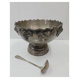 VTG Victorian Silver Plate Punch Bowl & Ladle
