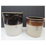 3 GAL & 6 Gal Primitive Crocks See Chip & Cracks