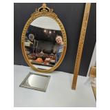 Antique WallMirror 22.5" x32"h  & VTG  Sq Mirror