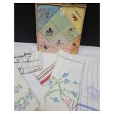 VTG Embroidered Days of The Week Hankies,Towels