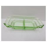 VTG Art Deco Uranium Glass Relish Dish