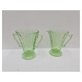 VTG Uranium Glass Cream & Sugar Set