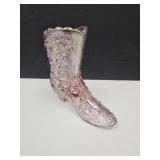 Pink Glass Fenton Irridescent  Boot 4" high