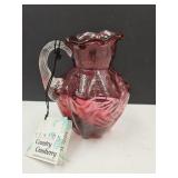 Fenton  Cranberry Glass Pitcher 5 1/2" high