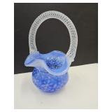 Fenton Cobalt Glass Basket 4 1/4" w