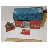 Vintage Tin Toy Barn & School House
