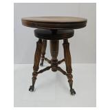 Antique Piano Stool with Claw Feet & Marbles