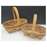 2 Longaberger Baskets 8.5" wide & 10.5" wide