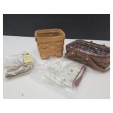 2 Longaberger Baskets with Extra Fabric  5" & 7"