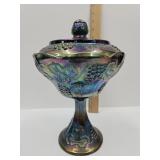 Indiana Carnival Glass Compote w Lid