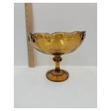Vtg Indiana Glass Amber Fruit Bowl