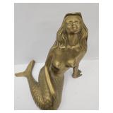 Brass Nude Art Mermaid  Approx 6 1/2" high