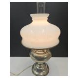 VTG Table Lamp w Glass Globe 21" h to Top Chimney