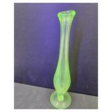 Uranium Glass Bud Vase 8" high