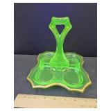 Uranium  Cambridge Glass   Tray 7 1/2" Gold Trim
